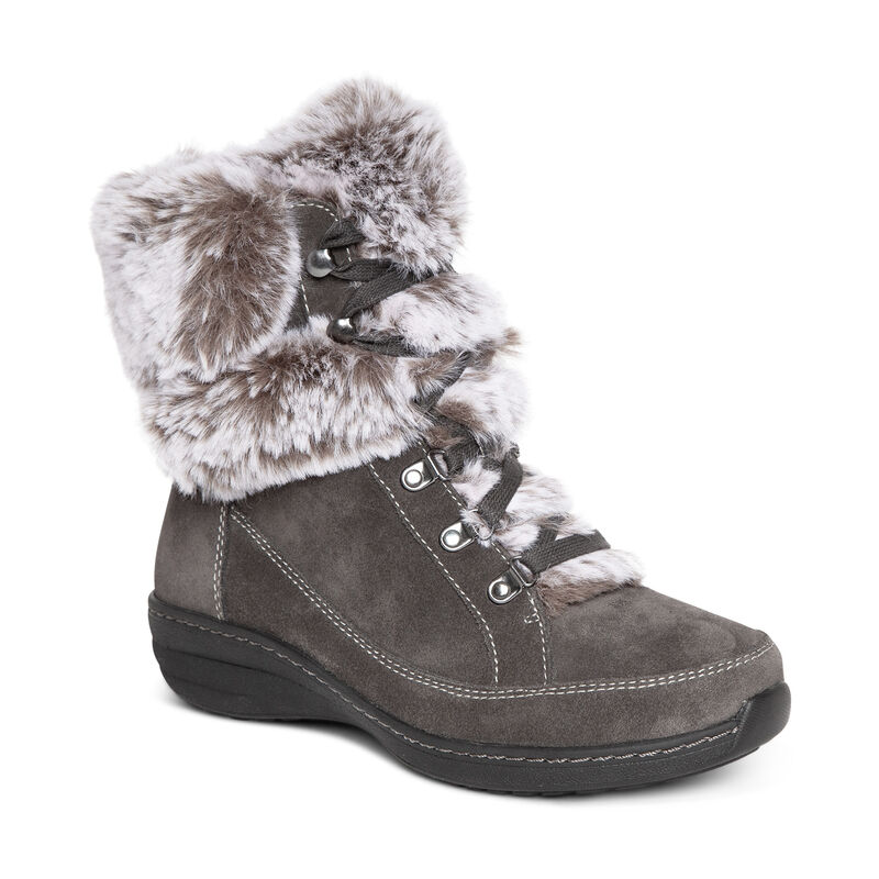 Stivali Invernali Aetrex Fiona Arch Support Impermeabili Invernali Donna Grigie | PWX6258LF